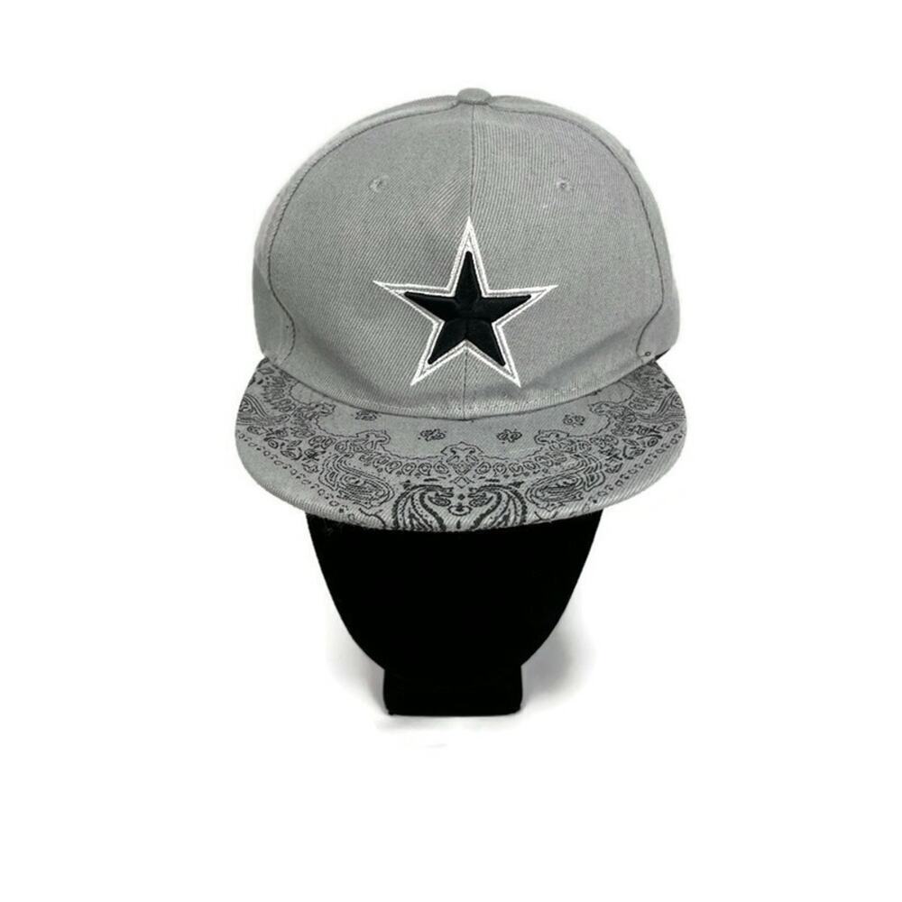 DALLAS COWBOYS Bandana Print Snapback Cotton Hat Cap Embroidered Star Gray WUKE